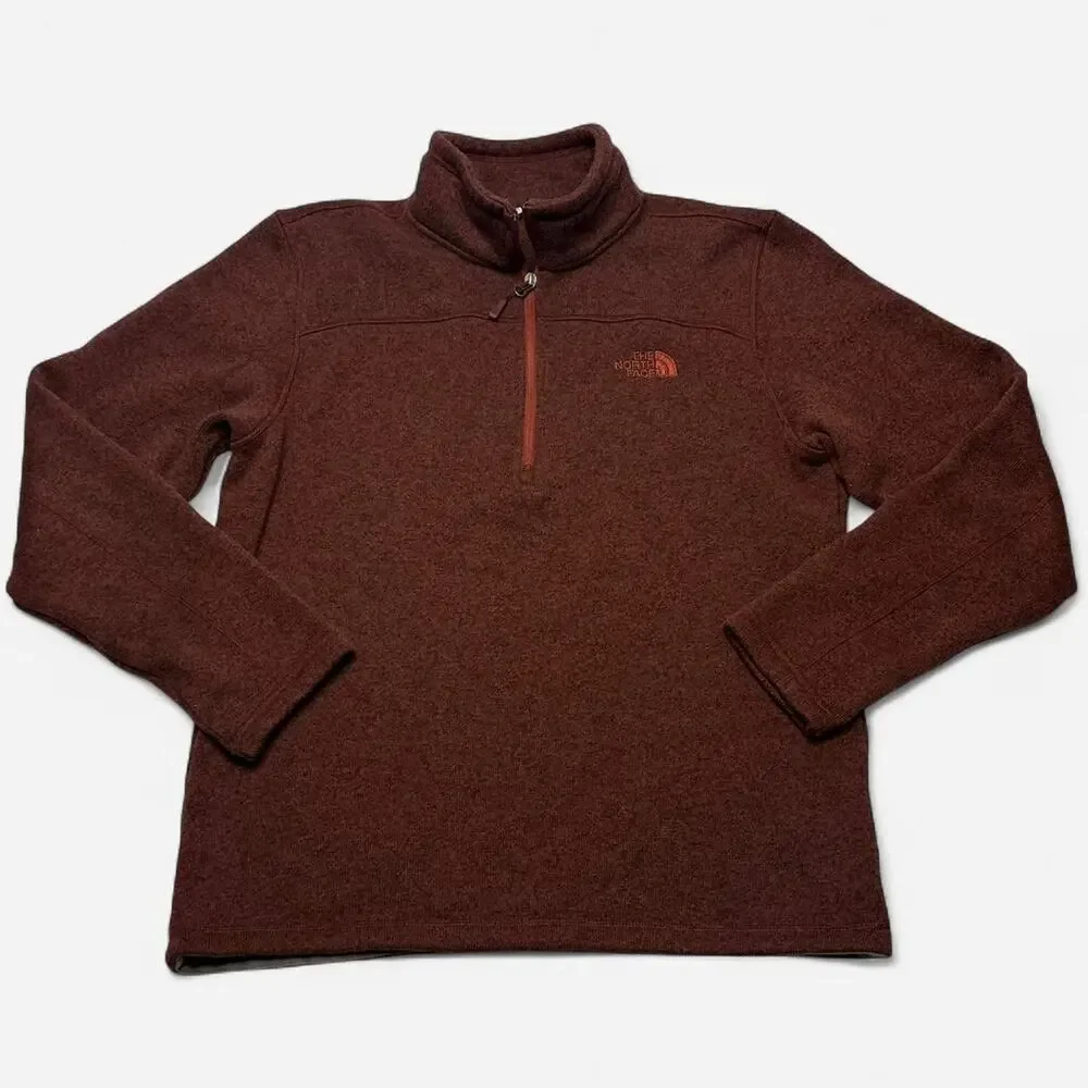 The North Face brown quarter zip fleece pullover men’s large cozy warm top